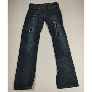 Evisu Men 28x32 Custom Made No 3 Distressed Selvedge Denim Jeans Paint